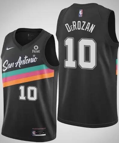 Men San Antonio Spurs DeMar DeRozan 10 Black City Edition Fiesta 2020-21 Stitched Basketball Jersey