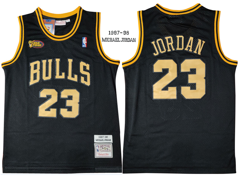 Chicago Bulls 23 Michael Jordan Black 1997 98 Hardwood Classics NBA Finals Mesh Jersey