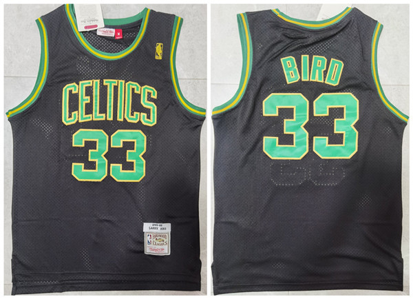 Men Boston Celtics 33 Larry Bird Black Throwback Stitched Jersey