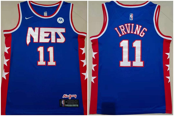 Men Brooklyn Nets 11 Kyrie Irving Blue Stitched Basketball Jersey