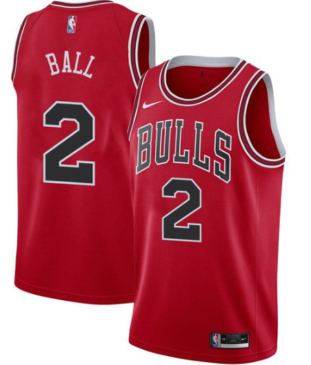 Men Chicago Bulls 2 Lonzo Ball Jersey Red Jersey