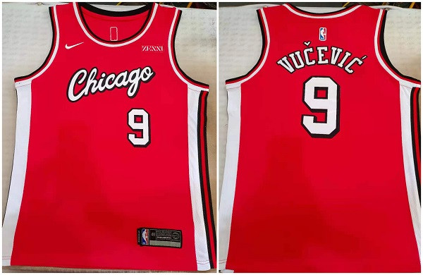 Men Chicago Bulls 9 Nikola Vucevic Red Stitched Basketball Jersey