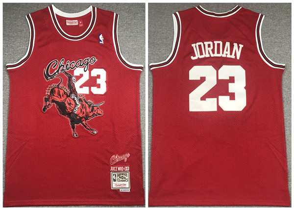 Men Chicago Bulls 23 Michael Jordan Red Mitchell  26 Ness Juice Wrld Stitched Jersey