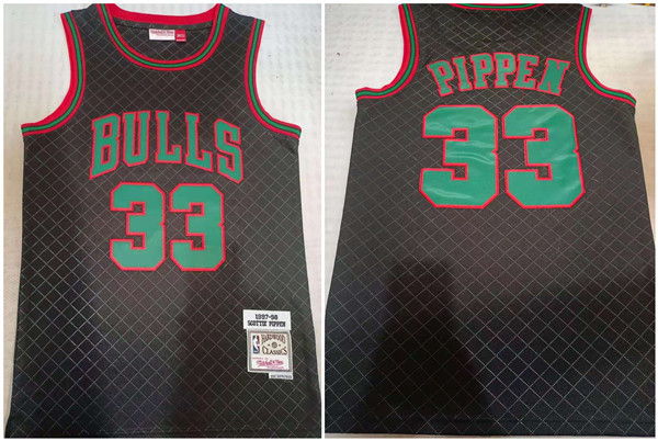 Men Chicago Bulls 33 Scottie Pippen Black 1997 98 Finals Throwback Stitched Basketball Jersey