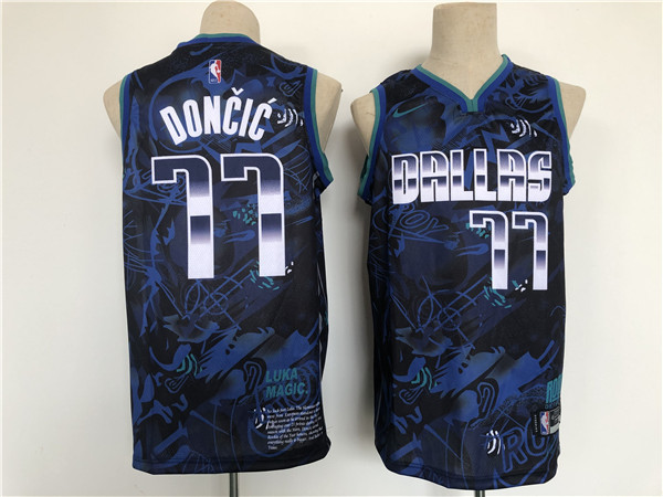 Men Dallas Mavericks 77 Luka Doncic Black Stitched Basketball Jersey