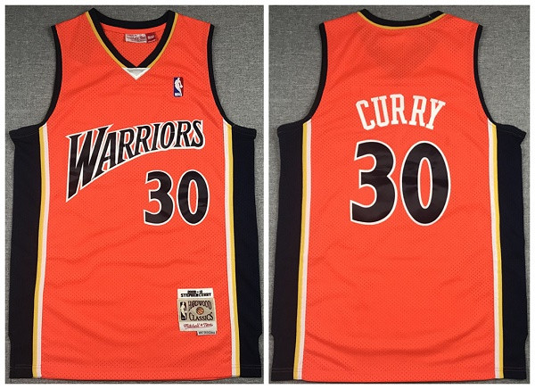 Men Golden State Warriors 30 Stephen Curry Orange 2009 10 Throwback Stitched Jersey