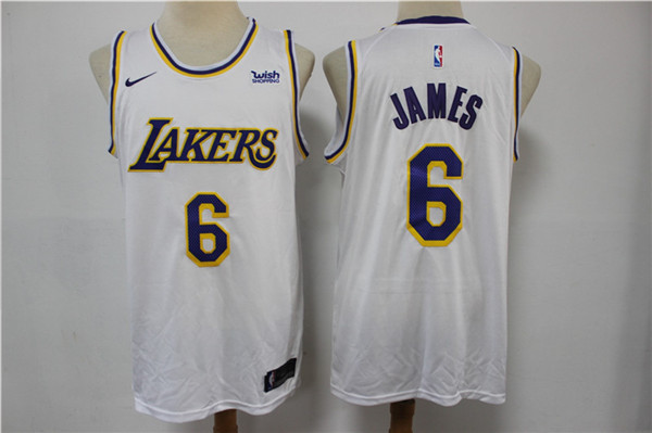 Men Los Angeles Lakers 6 LeBron James White Stitched Basketball Jersey