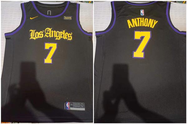 Men Los Angeles Lakers 7 Carmelo Anthony Black Stitched Basketball Jersey