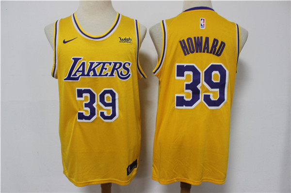 Men Los Angeles Lakers 39 Dwight Howard Yellow Stitched Basketball Jersey