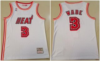 Men Miami Heat 3 Dwyane Wade Throwback Stitched Basketball Jersey