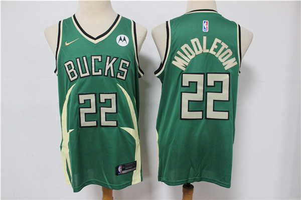 Men Milwaukee Bucks 22 Khris Middleton Green Stitched Jersey