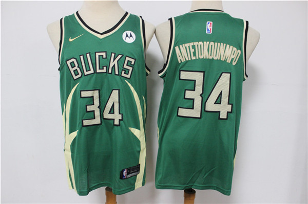 Men Milwaukee Bucks 34 Giannis Antetokounmpo Green Stitched Jersey