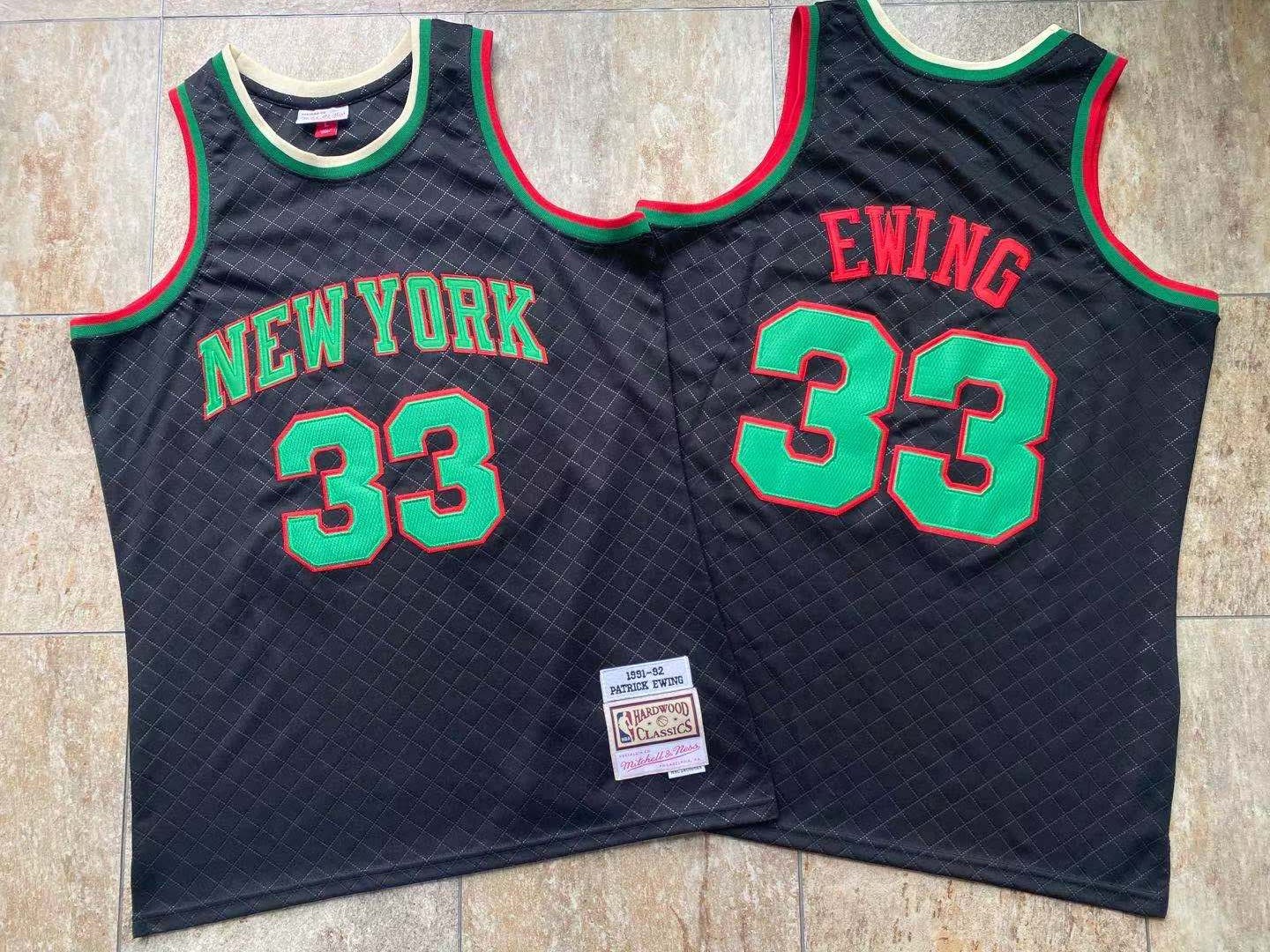 New York Knicks 33 Patrick Ewing Black 1991 92 Hardwood Classics Jersey