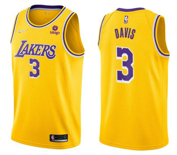 Men Los Angeles Lakers 3 Anthony Davis Bibigo Yellow Stitched Ba