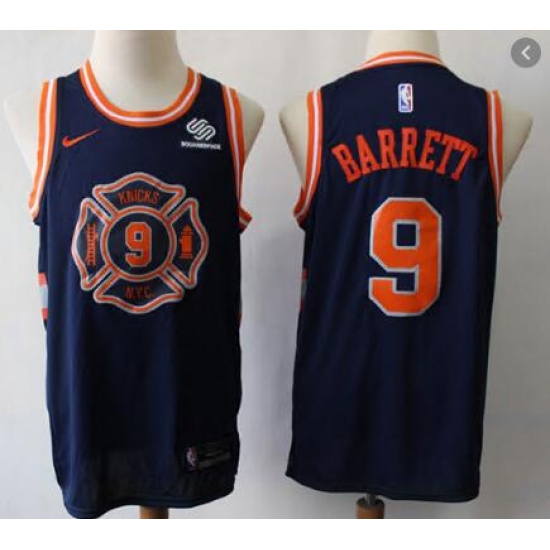 Youth New York Knicks 9 R.J. Barrett Navy City Edition Jersey