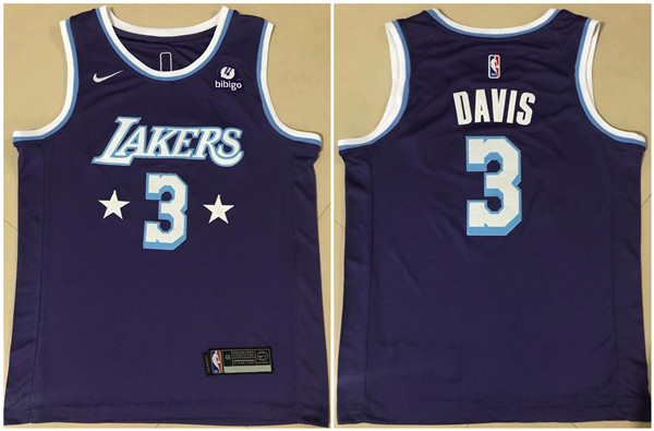 Men Los Angeles Lakers 3 Anthony Davis Bibigo Purple City Edition Stitched Jersey