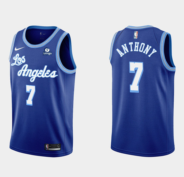 Men Los Angeles Lakers 7 Carmelo Anthony Blue Bibigo Stitched NB