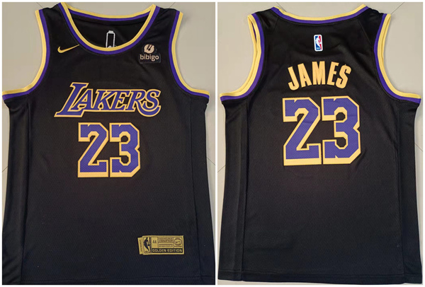 Men Los Angeles Lakers 23 LeBron James Bibigo Black Stitched Basketball Jersey