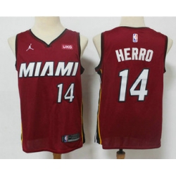 Men Miami Heat 14 Tyler Herro Red 2020 Brand Jordan Swingman Stitched NBA Jersey With The NEW Sponso