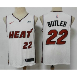 Men Miami Heat 22 Jimmy Butler White 2021 Nike Swingman Stitched NBA Jersey With The NEW Sponsor Log