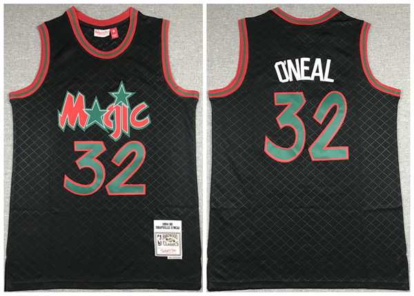 Men Orlando Magic 32 Shaquille O 27Neal Black Throwback Stitched Jersey