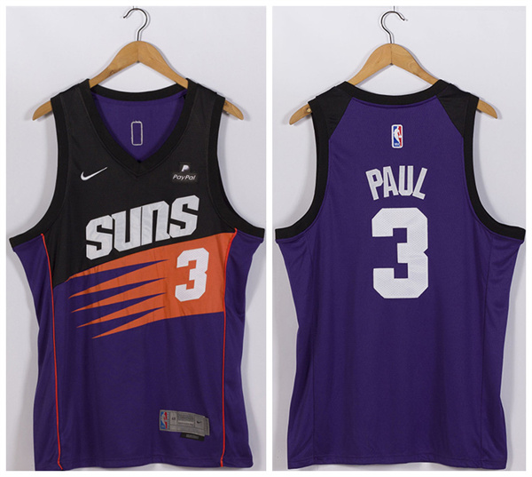 Men Phoenix Suns 3 Chris Paul Purple Stitched Jersey