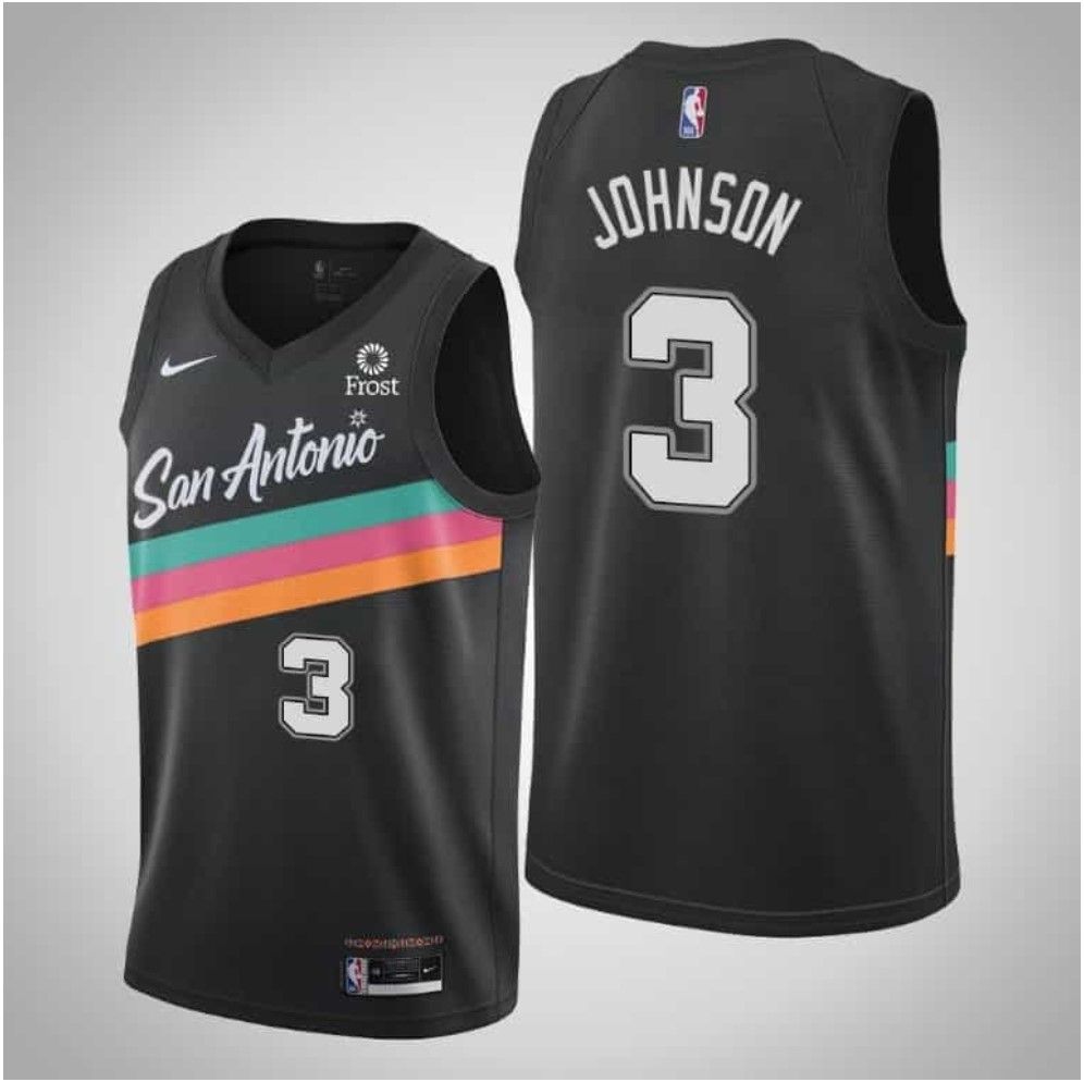 Men San Antonio Spurs 3 Keldon Johnson Black 2021 Nike City Edition Swingman Stitched NBA Jersey Wit