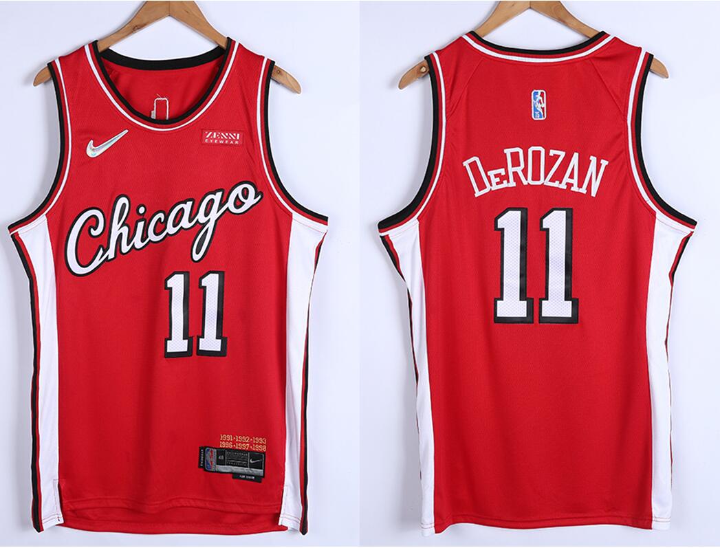 Men Chicago Bulls 11 DeMar DeRozan 75th Anniversary Red Edition Swingman Stitched Basketball Jersey