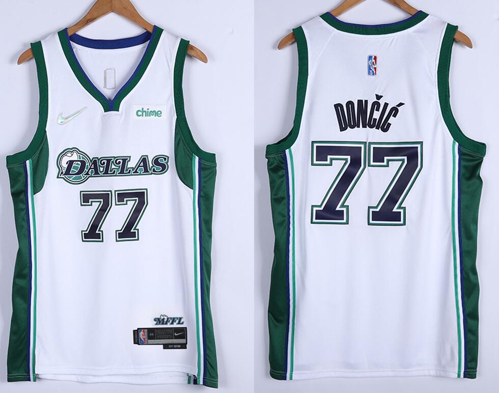 Men Dallas Mavericks Luka Doncic #77 75th Anniversary Swingman Stitched Basketball Jersey