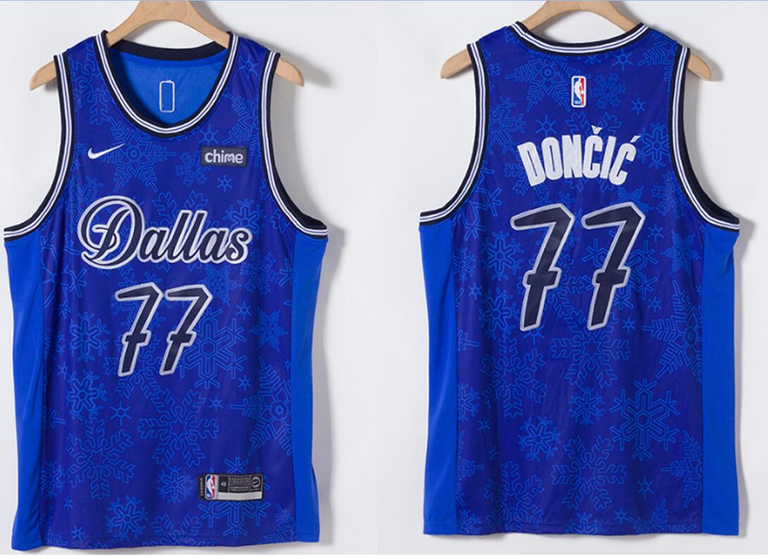 Men Dallas Mavericks Luka Doncic 77 Blue 2021 2022 Fashion Nike Stitched Jersey