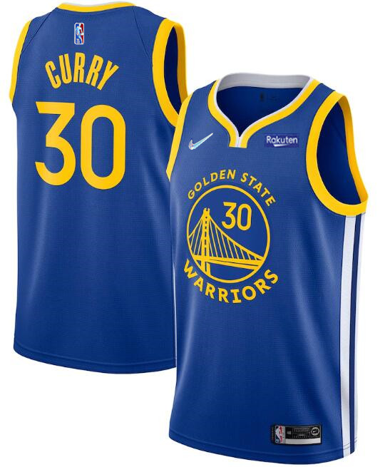 Men Golden State Warriors 30 Stephen Curry 75th Anniversary Royal Stitched Basketball Jersey