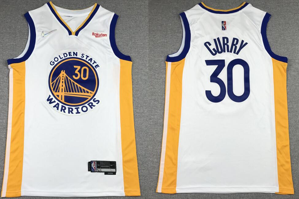 Men Golden State Warriors 30 Stephen Curry 75th Anniversary White Stitched Basketball Jersey