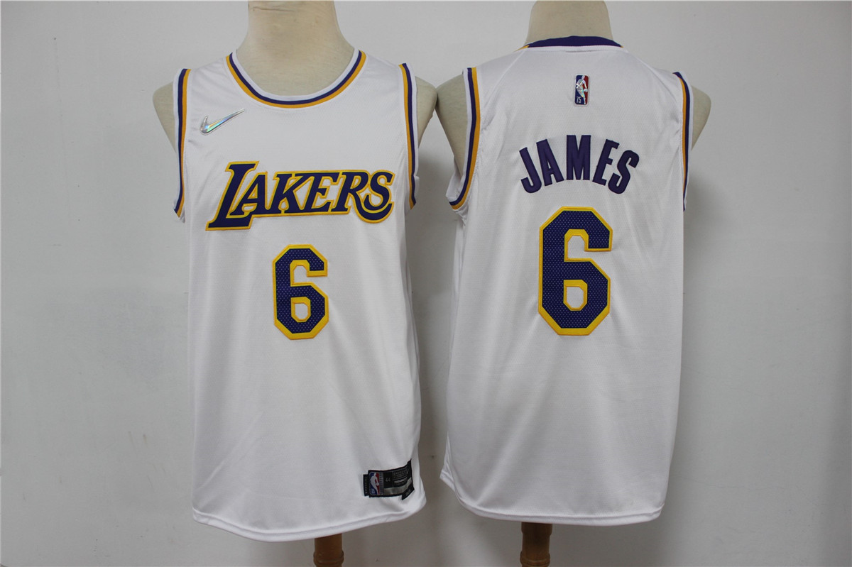 Men Los Angeles Lakers Lebron James 6 75th Anniversary White Nike Stitched Jersey