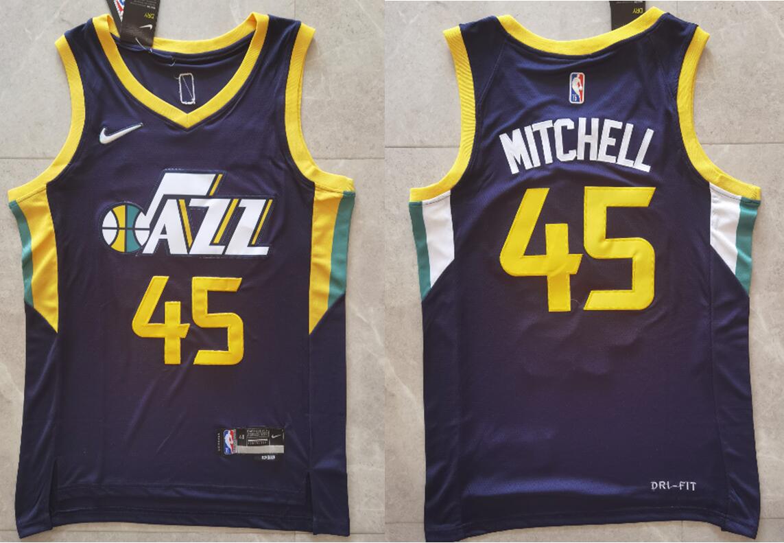 Men Utah Jazz Donovan Mitchell  #45 2021 2022 75th Anniversary City Edition Stitched Jersey