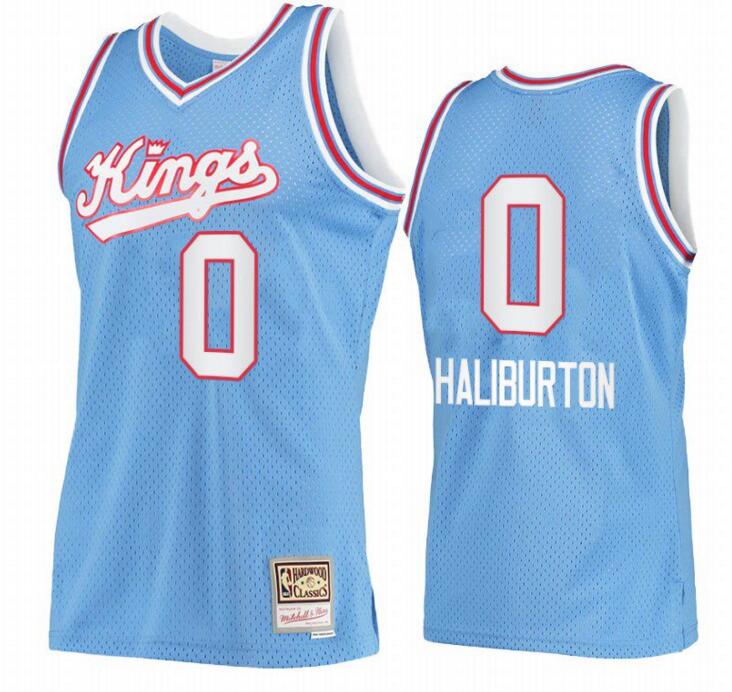 Men Sacramento Kings Tyrese Haliburton #0 blue Hardwood Classic Mitchell Ness NBA Jersey