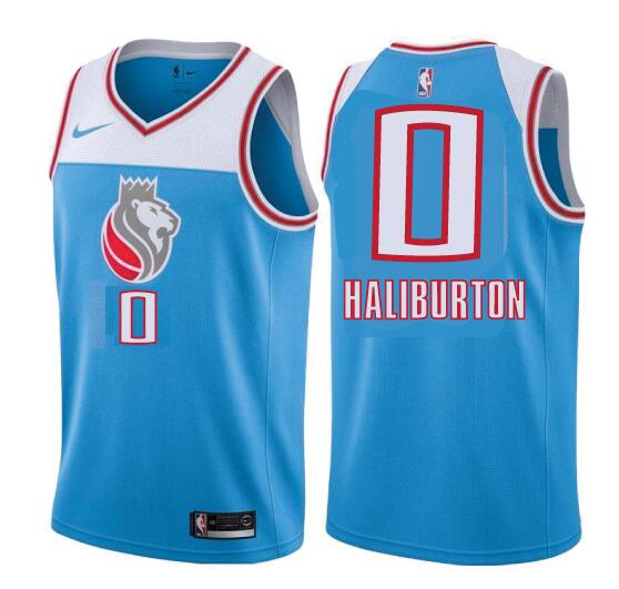 Men Sacramento Kings Tyrese Haliburton #0 Blue NBA Jersey