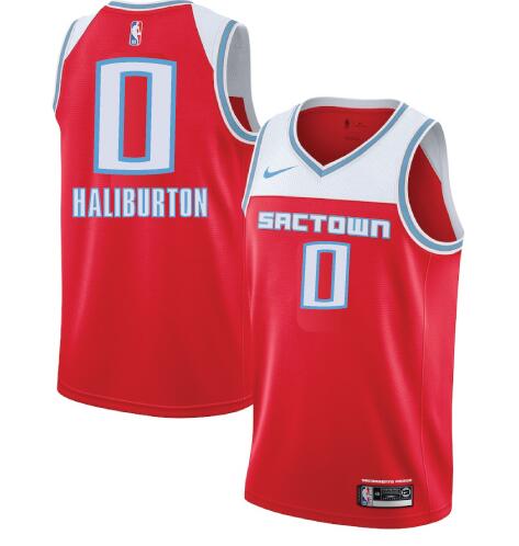 Men Sacramento Kings Tyrese Haliburton #0 Red White NBA Jersey