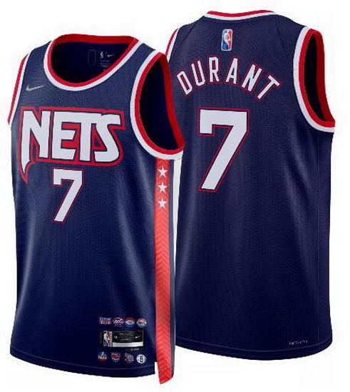 Men Brooklyn Nets 7 Kevin Durant Navy Nike 2021-22 City Edition Swingman Jersey