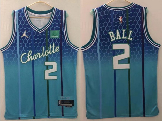 Men Nike Charlotte Hornets LaMelo Ball #2 75th Anniversary NBA Stitched Jersey