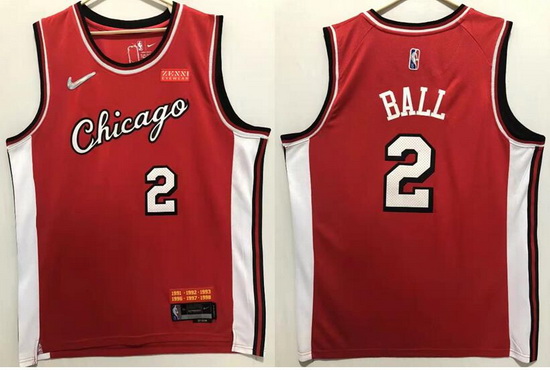 Men Nike Chicago Bulls 2 Lonzo Ball 75th Anniversary Red Edition Swingman Stitched Basketball Jersey