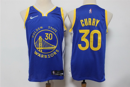 Men Nike Golden State Warriors 30 Stephen Curry Blue Nike Diamond 75th Anniversary City Edition Swin