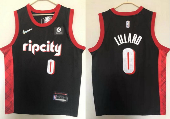 Men Nike Portland Trail Portland Blazers Damian Lillard #0 75th Anniversary NBA Stitched Jersey