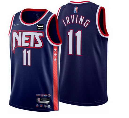 Men's Brooklyn Nets #11 Kyrie Irving 2021 22 Navy Swingman City Edition 75th Anniversary Stitched Ba