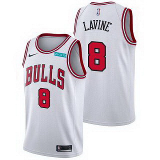 Men's Chicago Bulls #8 Zach LaVine White Edition Swingman Stitch