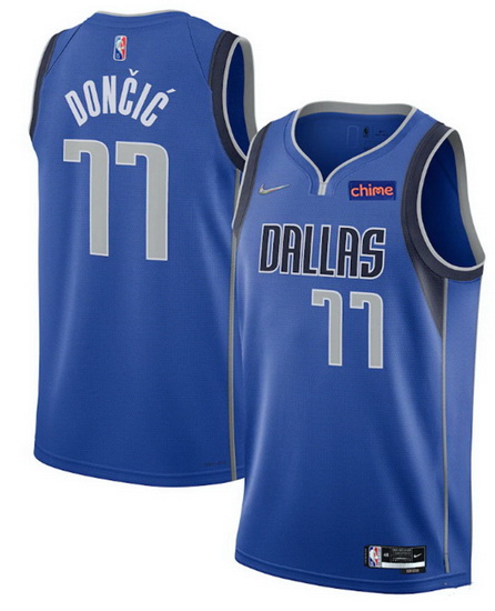 Men's Dallas Mavericks #77 Luka Doncic 75th Anniversary Blue Stitched Basketball Jersey