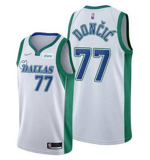 Men's Dallas Mavericks #77 Luka Doncic 75th Anniversary White City Edition Stitched Basketball Jerse