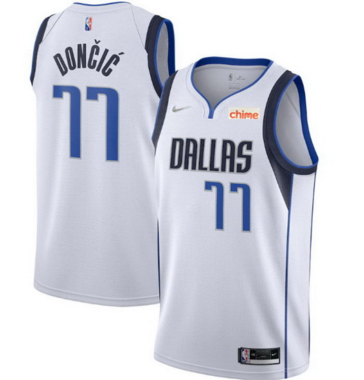 Men's Dallas Mavericks #77 Luka Doncic 75th Anniversary White Stitched Basketball Jersey