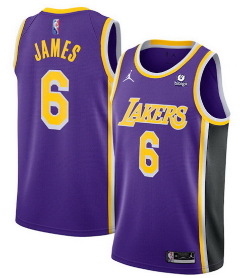 Men's Los Angeles Lakers #6 LeBron James Purple 75th Anniversary City Edition Stitched Jersey