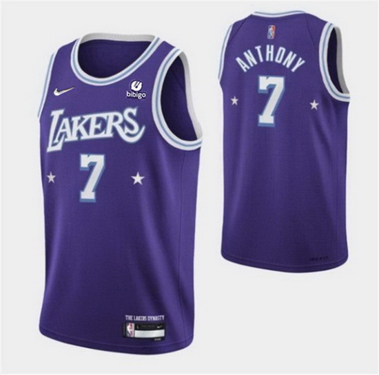 Men's Los Angeles Lakers #7 Carmelo Anthony Purple 2021 City Edition 75th Anniversary Stitched Jerse