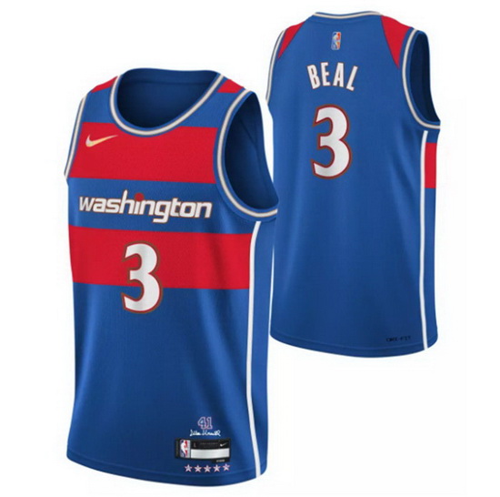 Men's Washington Wizards #3 Bradley Beal 75th Anniversary 2021 2022 Blue City Edition Swingman Stitc